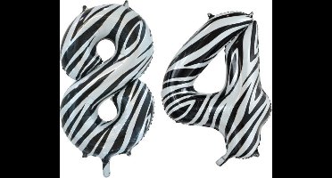 Folieballon 84 jaar zebra 86cm