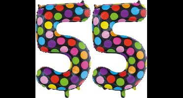 Folieballon 55 jaar stippen 86cm