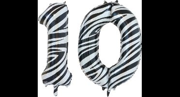 Folieballon 10 jaar zebra 86cm