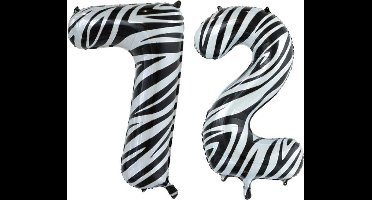 Folieballon 72 jaar zebra 86cm