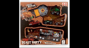 Jonotoys Vrachtwagen Dino Speelset 20 Cm Grijs/bruin 5-delig