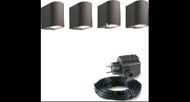 4x LED wand spot - 78mm - 4 Watt - Zwart - complete set