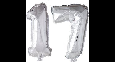 Folieballon 17 jaar zilver 86cm