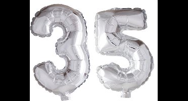 Folieballon 35 jaar zilver 86cm