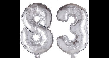 Folieballon 83 jaar zilver 86cm