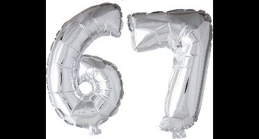 Folieballon 67 jaar zilver 86cm