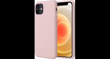 Hoesje geschikt voor iPhone 12 Mini - Matte Back Cover Microvezel Siliconen Case Hoes Roze