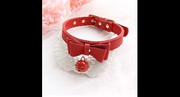 Sexy Klinknagel Choker met Bel - Rood -Alternatieve Metaal Pu Lederen Kraag Bell Slave Kostuum Bdsm Bondage Ketting Nekband Sex Toys