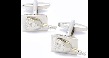 Manchetknopen - Tankvoertuig Glad Zilverkleurig