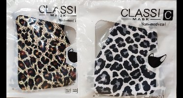 2 Mondkapjes Tijgerprint 100 % Katoen Verstelbaar Trendy Mond Masker Set