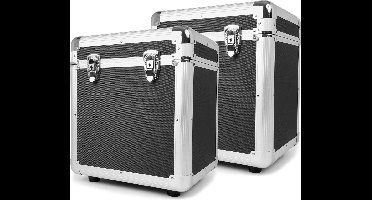 Platenkoffer - Set van 2 Power Dynamics RC100 platenkoffers 12 voor totaal 160 platen - Zwart