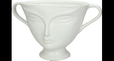 Wants&Needs Bloempot Face Fijn Aardewerk Wit 30.3 X 19.5 X 18.5