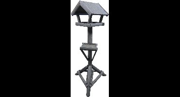 Voederhuis grijs met ribdak en voederplateau. 128,5 x 63 x 55,5 cm