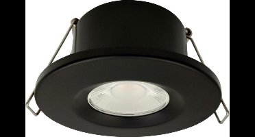 HOFTRONIC Venezia - LED inbouwspot zwart - IP65 waterdicht - Dimbaar - 6 Watt 600 lumen - Met lichtbron - 2700K Warm wit licht - Zaagmaat 65mm - inbouwdiepte 45mm - Geschikt voor badkamer, woonkamer, veranda en carport - 3 jaar garantie