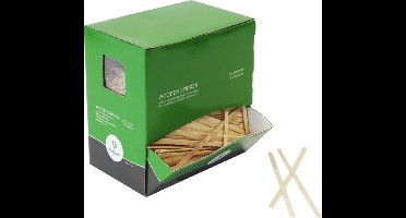 Biodore® roerstaafje hout FSC 5x140mm in dispenserdoosje, 1000 stuks