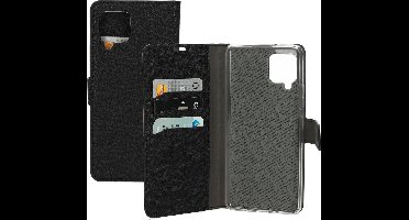 Mobiparts hoesje geschikt voor Samsung Galaxy A42 5G - Saffiano Wallet/Portemonnee hoesje - Magneet Sluiting - 3 Opbergvakken - Zwart