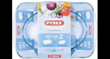 Pyrex - Must Have Kits Ovenschaal Ovaal en Rechthoek 2-Delig - Transparant - Borosilicaatglas