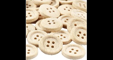 Houten knopen, d 23 mm, 4 gaten, 30 stuk/ 1 doos