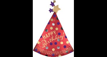 AMSCAN - Rode aluminium feesthoedje ballon - Decoratie > Ballonnen