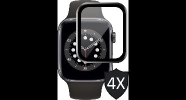 Screenprotector geschikt voor Apple Watch Series 6 44 mm - Full Screen Protector Glas - 4 Stuks