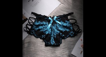Sexy stijlvolle Lingerie - Kanten Ondergoed - Small - G-String Hoge Taille - Blauw