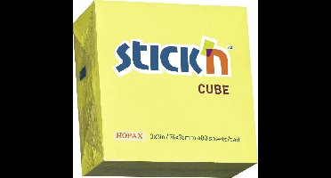 Stick'n Kubus sticky notes - 76x76mm - neon geel - memoblok 400 memoblaadjes
