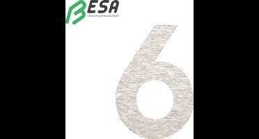 Huisnummer Fuji 80mm INOX nummer = 6 inclusief dubbelzijdige tape