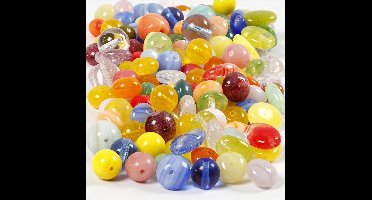 Glazen Kralen Set 6-13mm - DIY Kralen - Glaskralen - Diverse Kleuren - 350 gram - Gatgrootte 0,5-1,5mm