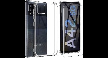 Hoesje Geschikt Voor Samsung Galaxy A42 Hoesje Schokbestendig Transparant - Shockproof siliconen Case met Galaxy A42 screen Protector 2 pack tempered glass