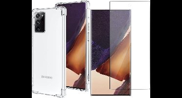 Hoesje geschikt voor Samsung Galaxy Note 20 Ultra - Anti Shock Proof Siliconen Back Cover Case Hoes Transparant - PET Folie Screenprotector