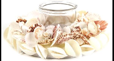 Countryfield Theelichthouder Perla 10 cm met schelpen