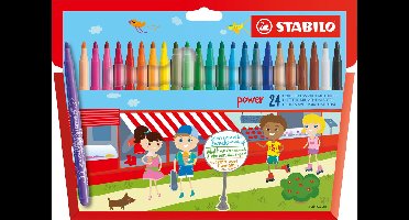 STABILO Power - Viltstift - Tot 8 Weken Zonder Dop - Etui Met 24 Kleuren