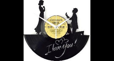 Vinyl klok Huwelijksaanzoek - I Love You LP Klok - 27 CM - Met geschenkverpakking
