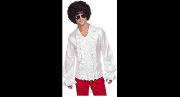 Smiffys Kostuum Blouse -L- 60s Ruffled Wit