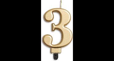 Wefiesta Verjaardagskaars Cijfer 3 Wax 7,8 Cm Goud