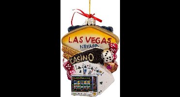 Las Vegas Gokkast, Poker En Dobbelstenen Glazen Kerst Ornament