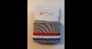 Restyle Boord 110cm 6.5cm breed Grijs rood, wit, blauw