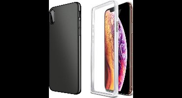 Hoesje geschikt voor iPhone XS Max - 360 Graden Case 2 in 1 Hoes Zwart + Ingebouwde Siliconen TPU Cover Screenprotector