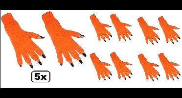 5x Paar vingerloze handschoen oranje