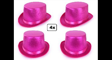 4x Hoge hoed metallic pink