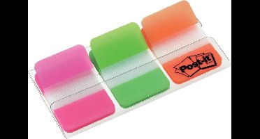 Post-it® Index Strong, Roze, Groen, Oranje, 25.4 x 38 mm, 22 Tabs/Kleur/Dispenser