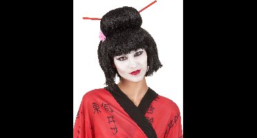 Vegaoo - Zwarte Geisha pruik voor vrouwen - Zwart - One Size