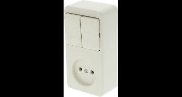 Berker Opbouw Combinatie - Serieschakelaar en Stopcontact - Crème