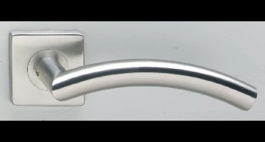 Intersteel Deurkruk Lisse - geveerde vierkant rozet - RVS geborsteld -53x53x8mm