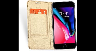 Hoesje geschikt voor Apple iPhone 8 Plus - Kunstlederen Wallet Hoesje Goud - 360 Graden Beschermend Telefoonhoesje