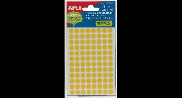 Apli ronde etiketten in etui diameter 8 mm, geel, 288 stuks, 96 per blad (2044)