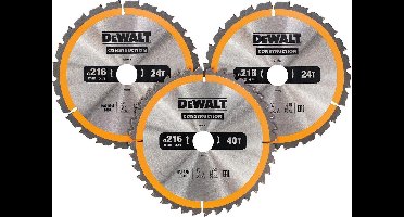 DeWALT DT1962 Cirkelzaagbladen Set 216mm (24T/24T/40T 216 x 30mm))