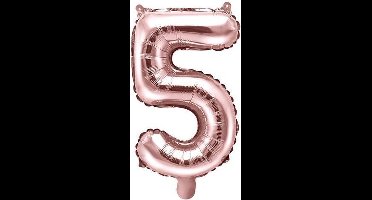 PARTYDECO - Kleine roségouden aluminium cijfer ballon