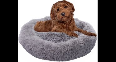 Paco Home Hondenbed Kattenbed Fluffy Hondenkussen Hondenbank Hondendeken Hondenmand Diameter 80 cm Licht grijs