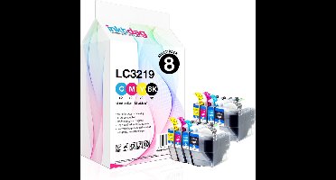 Inktdag inktcartridges voor Brother LC3219XL / LC3217/LC-3219/LC3219, multipack van 8 kleuren (2*BK, C, M en Y) Brother MFC-J5330 DW, J5730DW, J5930DW, J6530DW, J6535DW, J6930DW, J6935DW